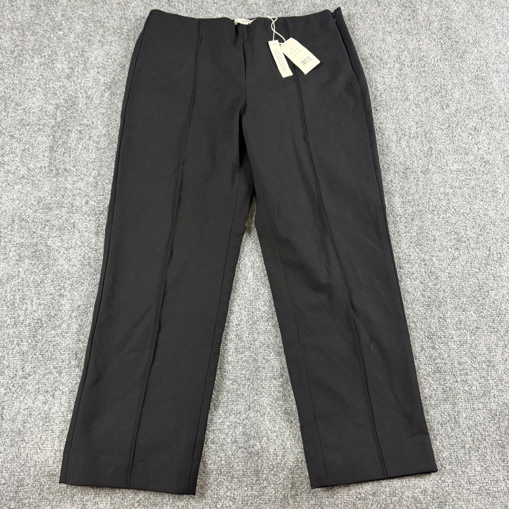 Vince Pintuck Stovepipe Tapered Pants Women Size Large Black Side Zip Stretch